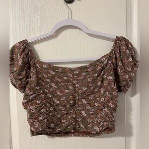 Cropped Floral Ruffle Blouse